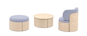 Arktis Helma collection: stool, sofa table and easy chair